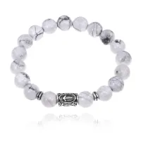 Браслет с руной Тейваз и нат.камнем Кахолонг BSRM-20-07