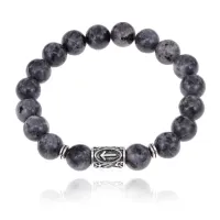 Браслет с руной Тейваз и нат.камнем Лабрадор BSRM-20-08
