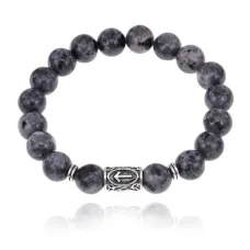 Браслет с руной Тейваз и нат.камнем Лабрадор BSRM-20-08