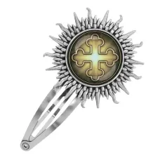 Заколка металлическая, цвет серебро, Крест Трилистниковый C1006045