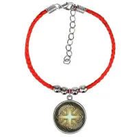 Браслет из красного шнура, Крест Трилистниковый C1006047