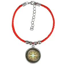 Браслет из красного шнура, Крест Трилистниковый C1006047