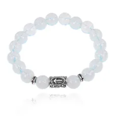 Браслет с руной Тейваз и синт.камнем Лунный камень BSRM-20-11