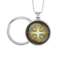 Кулон-брелок, цвет серебро, с цепочкой и кольцом, Крест Трилистниковый C1006054