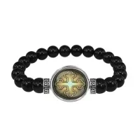 Браслет из чёрного агата, Крест Трилистниковый C1006056