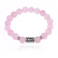 Браслет с руной Тейваз и нат.камнем Розовый кварц BSRM-20-15