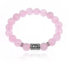 Браслет с руной Тейваз и нат.камнем Розовый кварц BSRM-20-15