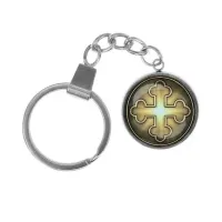 Брелок, нержавеющая сталь, с кольцом для ключей, Крест Трилистниковый C1006061