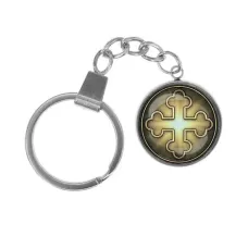 Брелок, нержавеющая сталь, с кольцом для ключей, Крест Трилистниковый C1006061