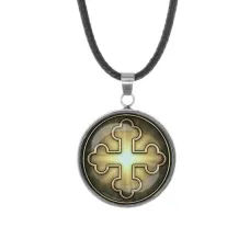 Кулон, нержавеющая сталь, со шнурком, Крест Трилистниковый C1006062