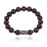 Браслет с руной Беркана и нат.камнем Гранат BSRM-21-06