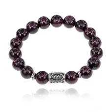 Браслет с руной Беркана и нат.камнем Гранат BSRM-21-06