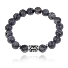 Браслет с руной Беркана и нат.камнем Лабрадор BSRM-21-08