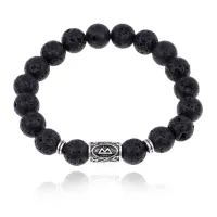 Браслет с руной Беркана и нат.камнем Лава BSRM-21-09