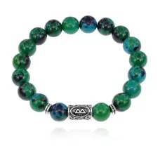 Браслет с руной Беркана и синт.камнем Хризоколла BSRM-21-21