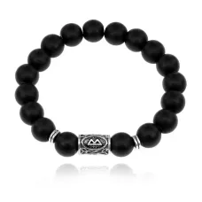 Браслет с руной Беркана и синт. камнем Шунгит BSRM-21-24