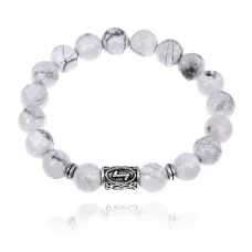 Браслет с руной Эйваз и нат.камнем Кахолонг BSRM-22-07