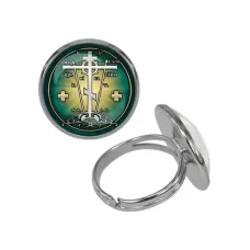 Кольцо металлическое, цвет серебро, Крест Голгофа C1007015