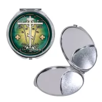 Круглое складное зеркало, цвет серебро, Крест Голгофа C1007016