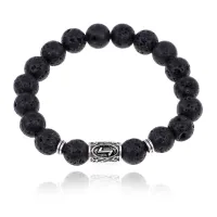 Браслет с руной Эйваз и нат.камнем Лава BSRM-22-09