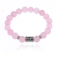 Браслет с руной Эйваз и нат.камнем Розовый кварц BSRM-22-15