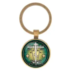 Круглый брелок, цвет бронза, Крест Голгофа C1007017