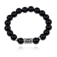 Браслет с руной Эйваз и нат.камнем Черный агат BSRM-22-23