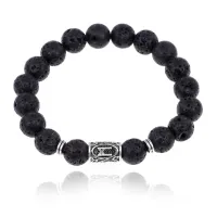 Браслет с руной Манназ и нат.камнем Лава BSRM-23-09