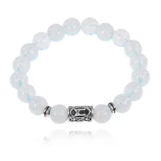 Браслет с руной Манназ и синт.камнем Лунный камень BSRM-23-11