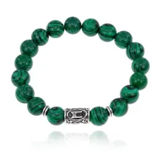 Браслет с руной Манназ и синт.камнем Малахит BSRM-23-12