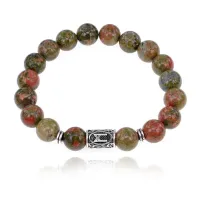 Браслет с руной Манназ и нат.камнем Унакит BSRM-23-20