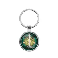 Круглый брелок, цвет серебро, Крест Голгофа C1007021