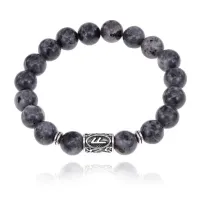 Браслет с руной Ансуз и нат.камнем Лабрадор BSRM-24-08