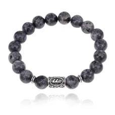 Браслет с руной Ансуз и нат.камнем Лабрадор BSRM-24-08