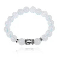 Браслет с руной Ансуз и синт.камнем Лунный камень BSRM-24-11