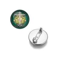 Круглый значок, цвет серебро, Крест Голгофа C1007023
