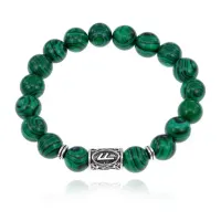 Браслет с руной Ансуз и синт.камнем Малахит BSRM-24-12