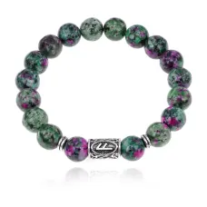 Браслет с руной Ансуз и синтетическим камнем Цоизит BSRM-24-22