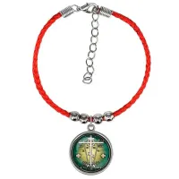 Браслет из красного шнура, Крест Голгофа C1007047