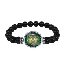 Браслет из чёрного агата, Крест Голгофа C1007056