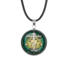 Кулон, нержавеющая сталь, со шнурком, Крест Голгофа C1007062