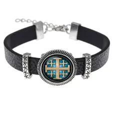 Кожаный браслет, Крест Иерусалимский C1008011