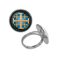 Кольцо металлическое, цвет серебро, Крест Иерусалимский C1008015