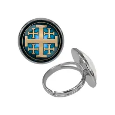Кольцо металлическое, цвет серебро, Крест Иерусалимский C1008015