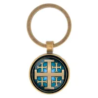 Круглый брелок, цвет бронза, Крест Иерусалимский C1008017
