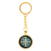 Круглый брелок, цвет золото, с цепочкой, Крест Иерусалимский C1008020
