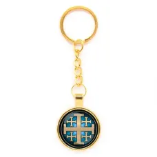 Круглый брелок, цвет золото, с цепочкой, Крест Иерусалимский C1008020