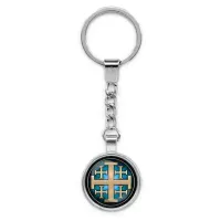 Круглый брелок, цвет серебро, с цепочкой, Крест Иерусалимский C1008022
