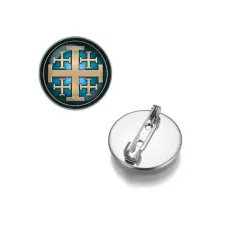 Круглый значок, цвет серебро, Крест Иерусалимский C1008023