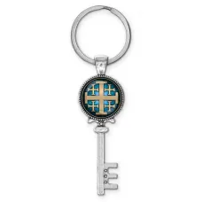 Брелок ключ, цвет серебро, с кольцом для ключей, Крест Иерусалимский C1008044